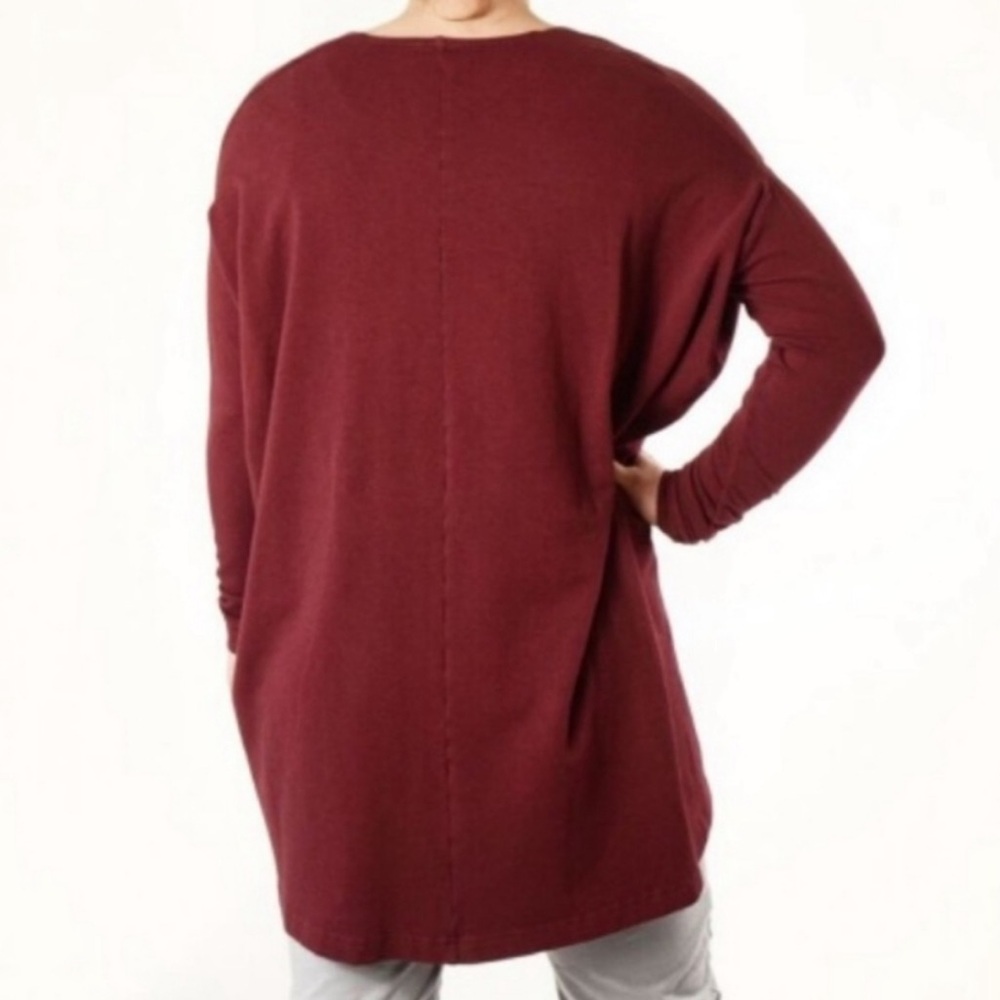 Bryn Walker Alexis Asymmetric V-Neck Bamboo Lagenlook Red Tunic Dress Size M - Picture 3 of 15